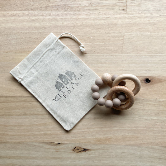 2-in-1 Teether Rattle | Natural Brown