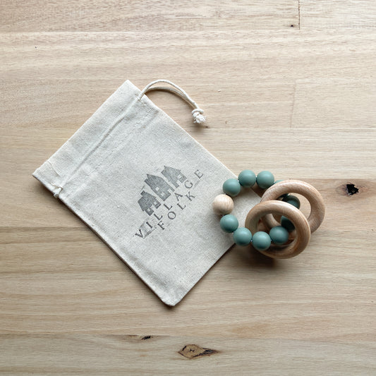 2-in-1 Teether Rattle | Sage Green